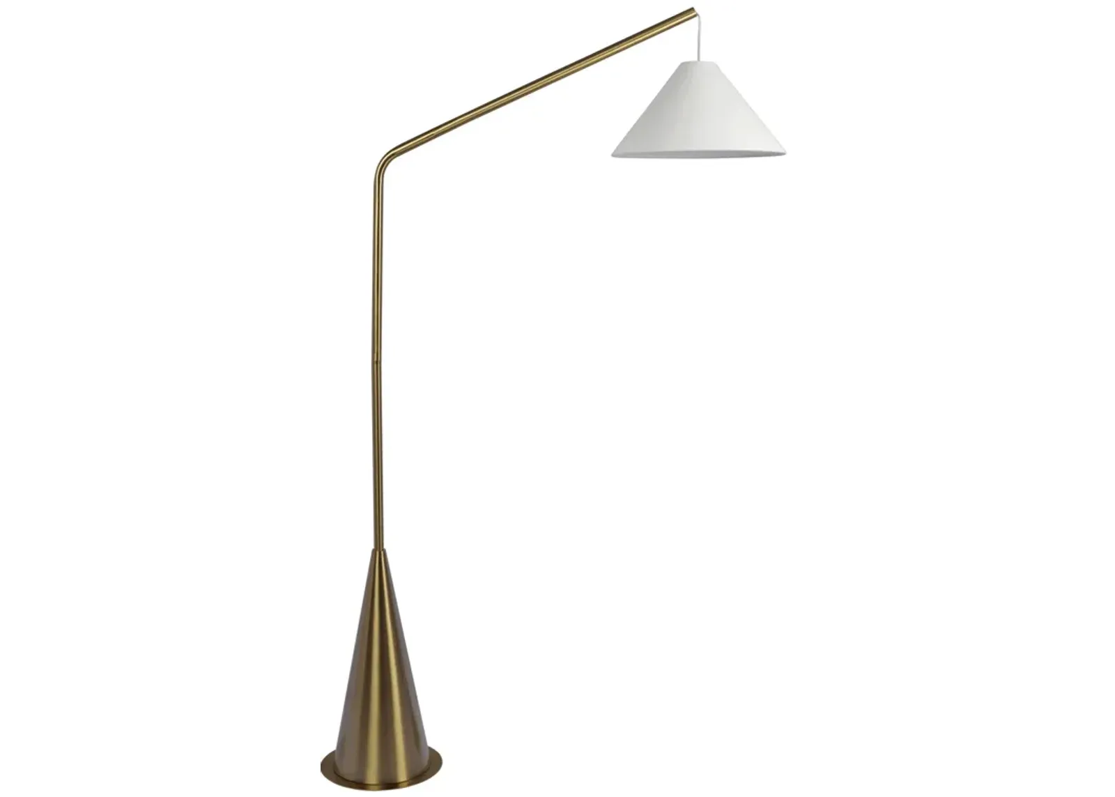 Lisbon Black Floor Lamp with On/Off Switch Coned Base Hanging White Fabric Shade