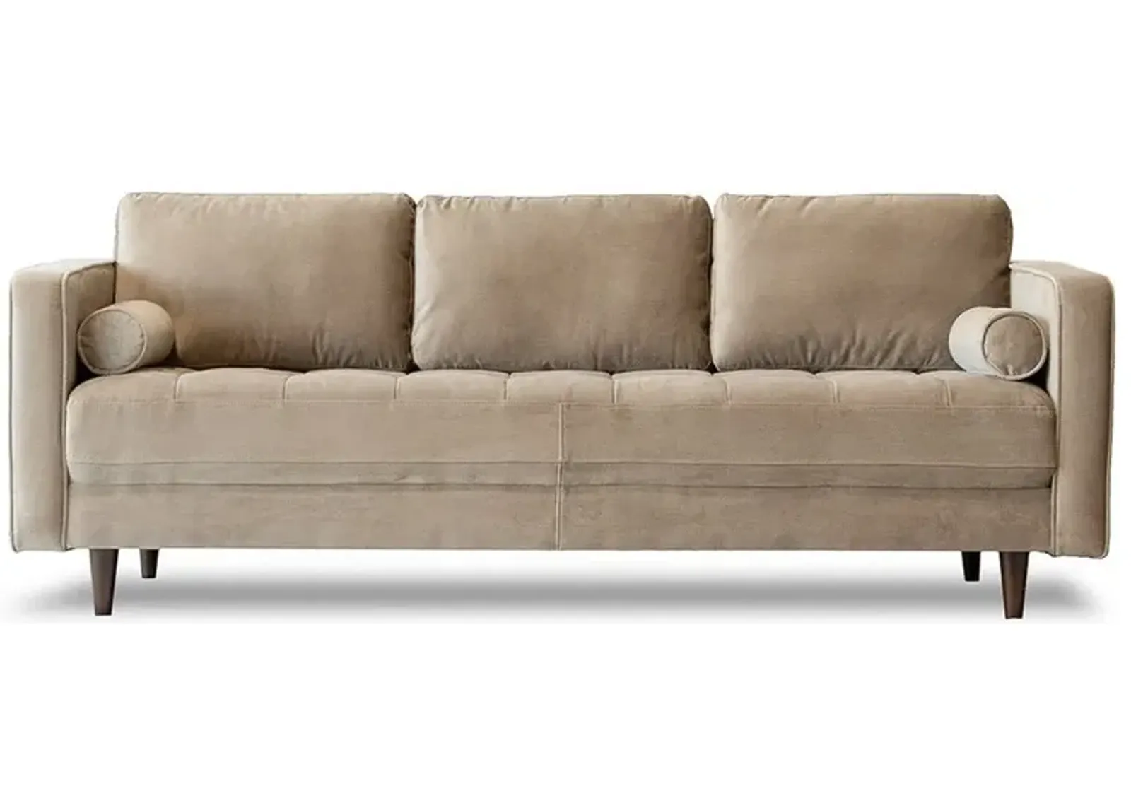 Tessa Taupe Velvet Sofa 84"