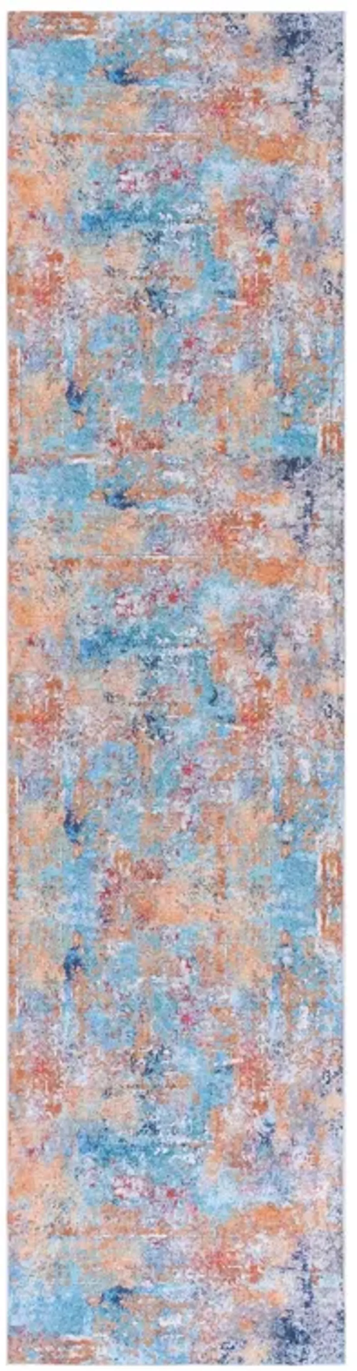 Layla 2'6'' x 10' Multi Color Machine Washable Low-Pile, Non-Slip, Non-Shedding, Foldable, Kid & Pet Friendly Area Rug