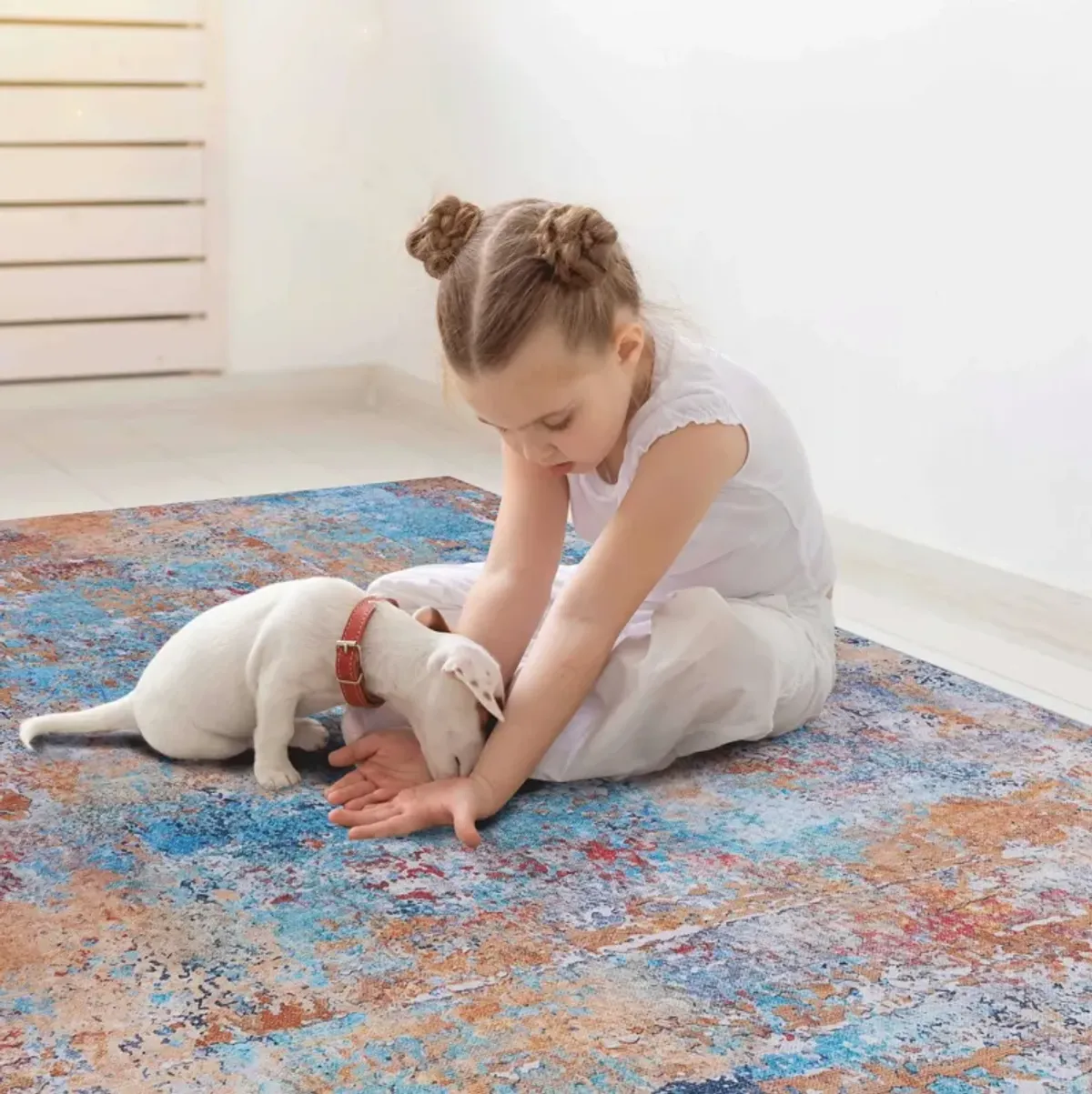 Layla 6' x 9' Multi Color Machine Washable Low-Pile, Non-Slip, Non-Shedding, Foldable, Kid & Pet Friendly Area Rug