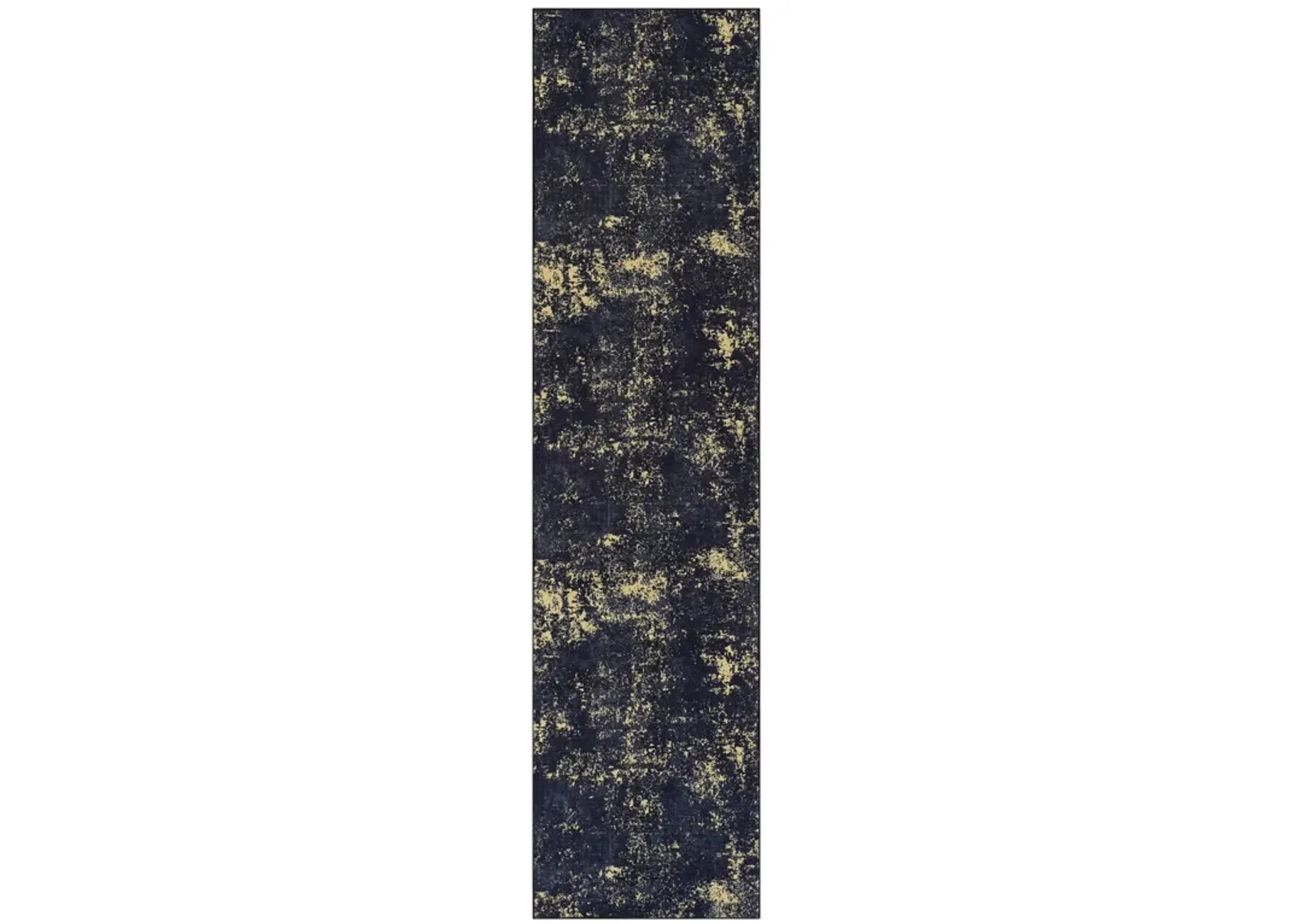 Layla 2'6'' x 10' Black/Gold Machine Washable Low-Pile, Non-Slip, Non-Shedding, Foldable, Kid & Pet Friendly Area Rug