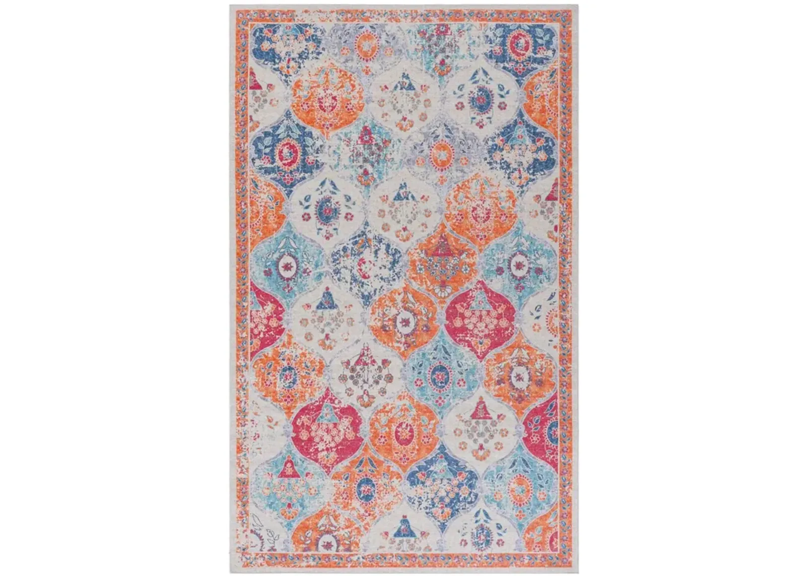 Rigo 2' x 3' Cream/ Machine Washable Low-Pile, Non-Slip, Non-Shedding, Foldable, Kid & Pet Friendly Area Rug