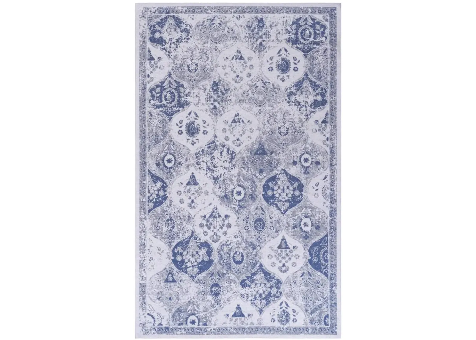 Rigo 2' x 3' Blue/ Machine Washable Low-Pile, Non-Slip, Non-Shedding, Foldable, Kid & Pet Friendly Area Rug