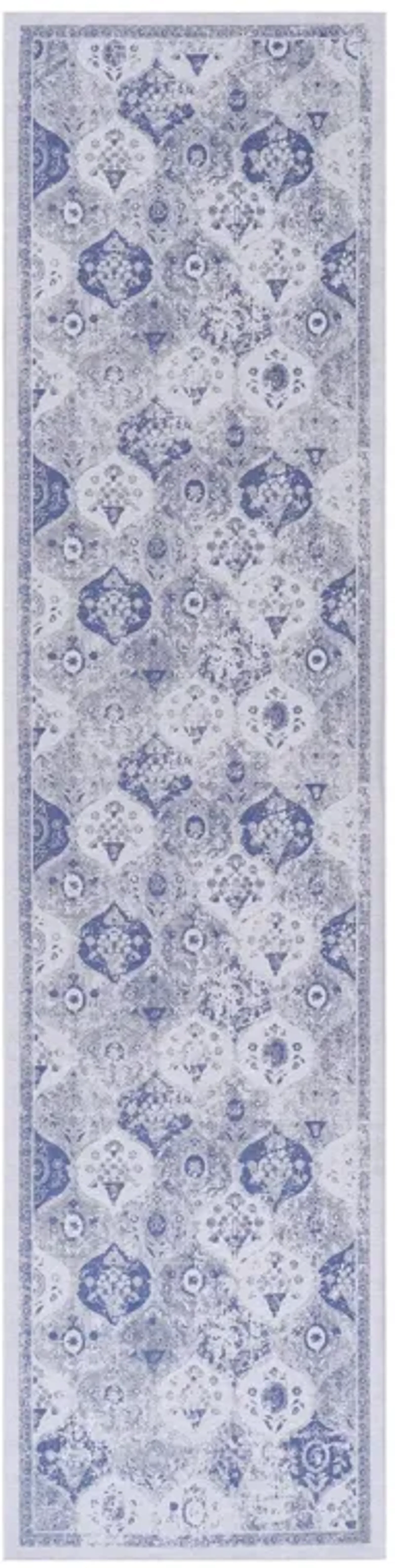 Rigo 2'6'' x 10' Blue/ Machine Washable Low-Pile, Non-Slip, Non-Shedding, Foldable, Kid & Pet Friendly Area Rug