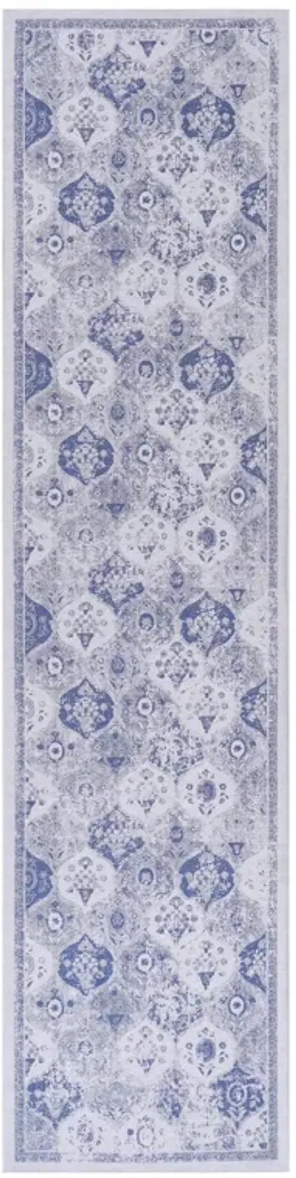 Rigo 2'6'' x 10' Blue/ Machine Washable Low-Pile, Non-Slip, Non-Shedding, Foldable, Kid & Pet Friendly Area Rug