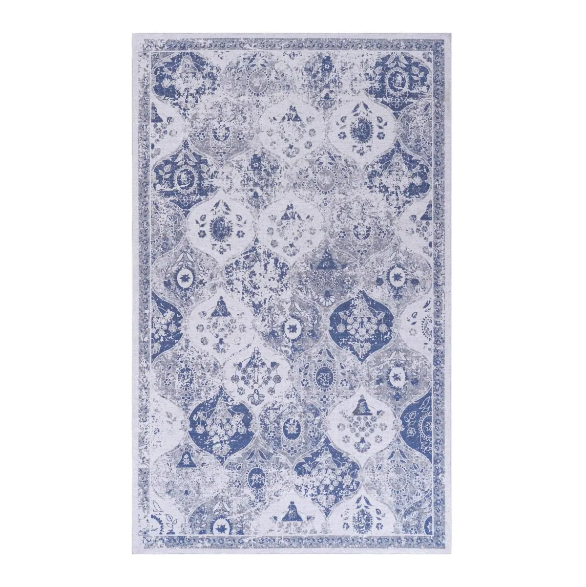 Rigo 6' x 9' Blue/ Machine Washable Low-Pile, Non-Slip, Non-Shedding, Foldable, Kid & Pet Friendly Area Rug