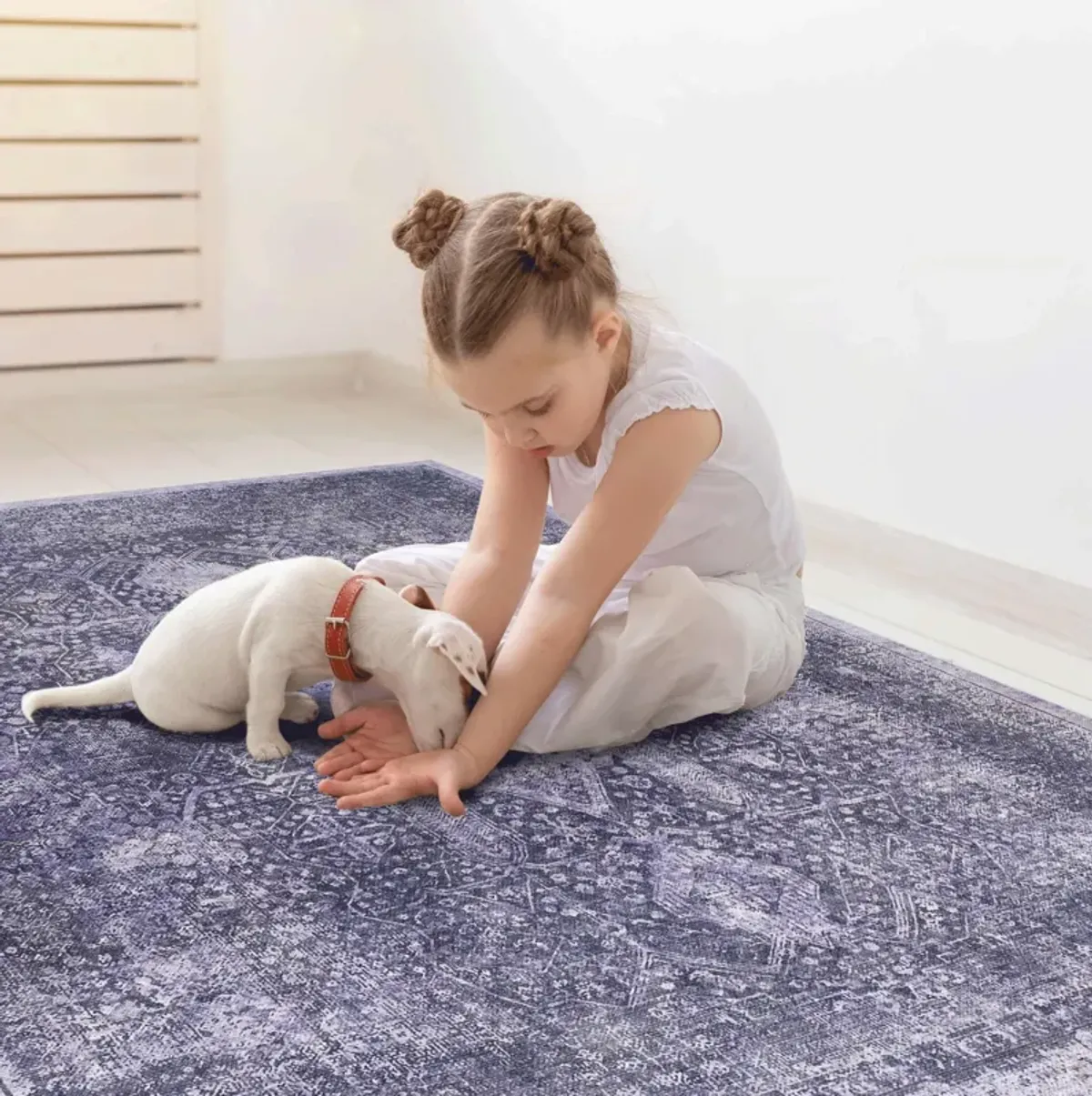 Bovi 5' x 8' Anthracite/ Machine Washable Low-Pile, Non-Slip, Non-Shedding, Foldable, Kid & Pet Friendly Area Rug