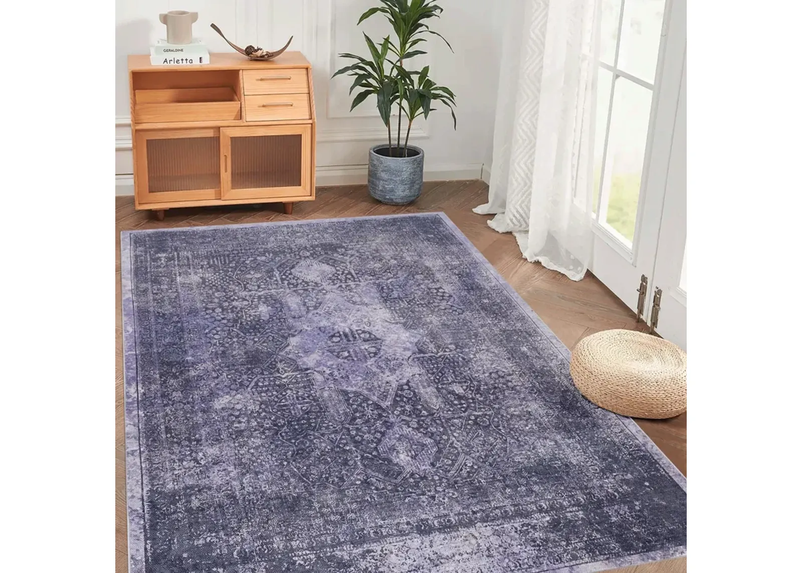 Bovi 6' x 9' Anthracite/ Machine Washable Low-Pile, Non-Slip, Non-Shedding, Foldable, Kid & Pet Friendly Area Rug