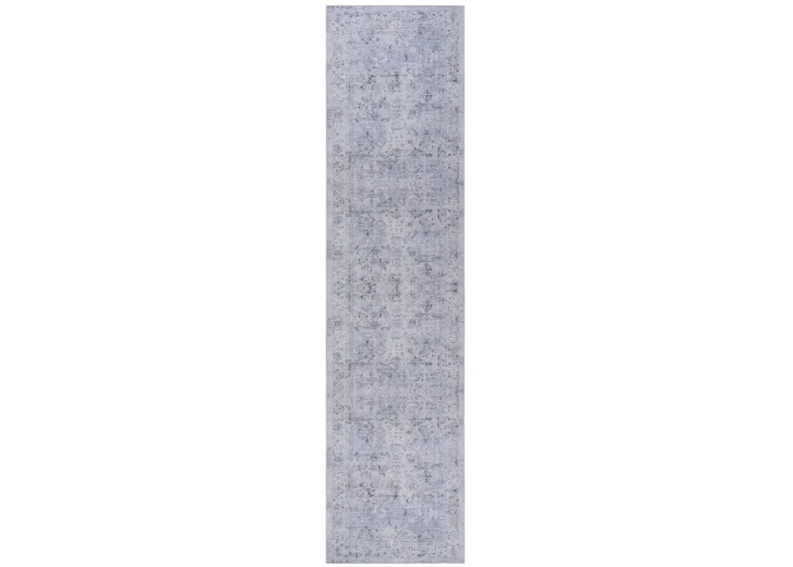 Colca 2'6'' x 10' Blue/Cream Machine Washable Low-Pile, Non-Slip, Non-Shedding, Foldable, Kid & Pet Friendly Area Rug