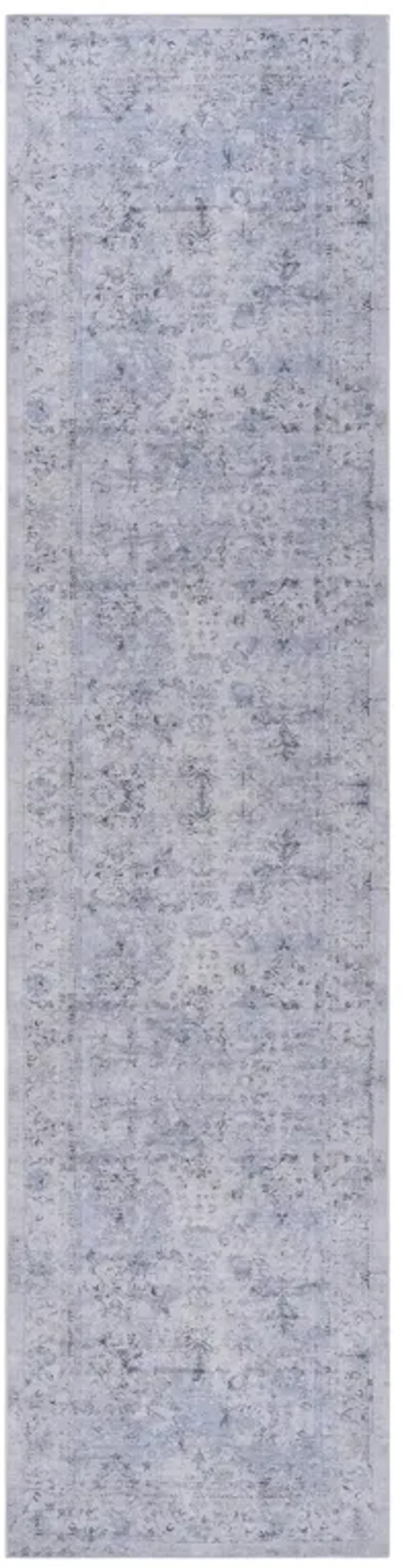 Colca 2'6'' x 10' Blue/Cream Machine Washable Low-Pile, Non-Slip, Non-Shedding, Foldable, Kid & Pet Friendly Area Rug