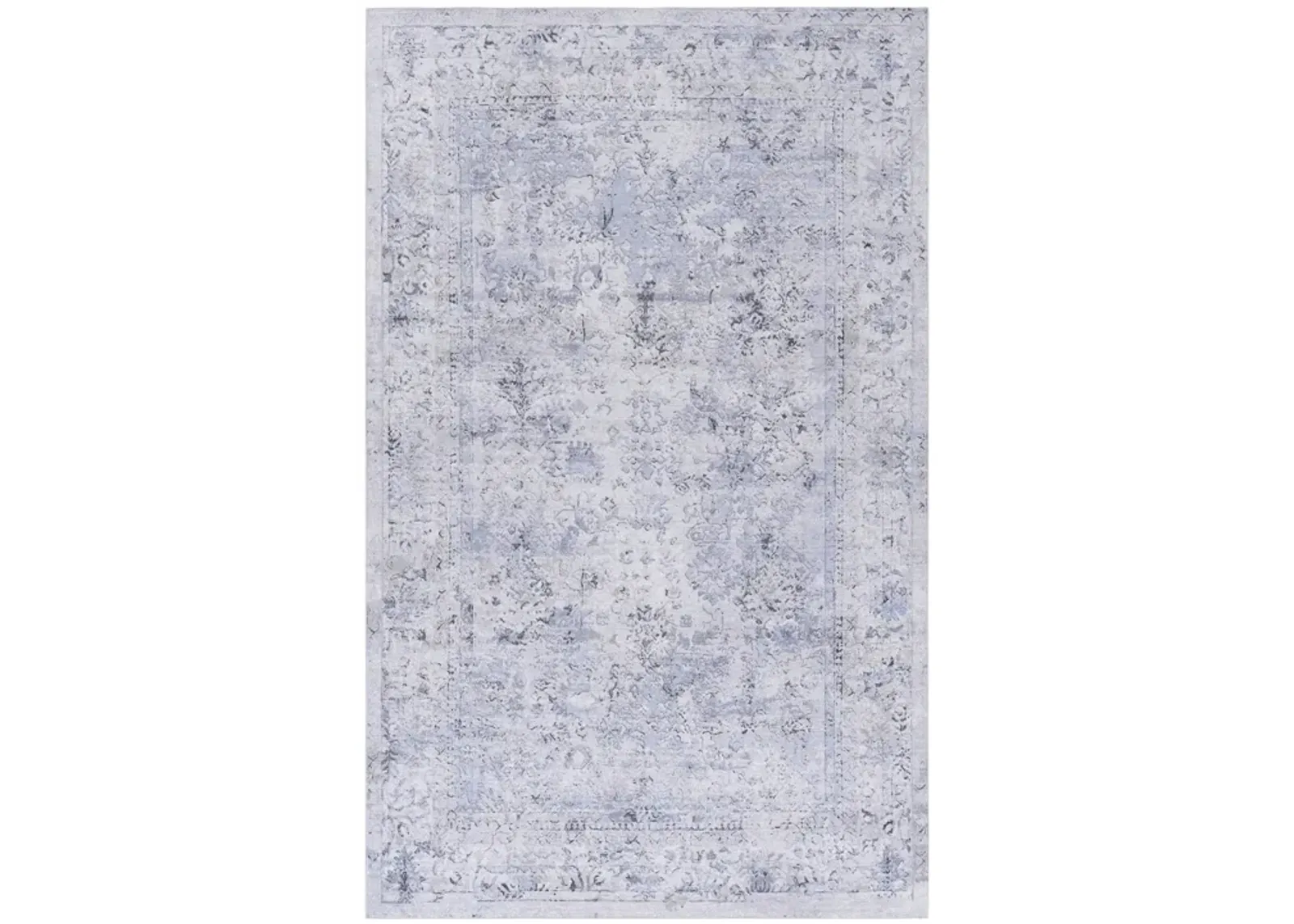 Colca 3' x 5' Blue/Cream Machine Washable Low-Pile, Non-Slip, Non-Shedding, Foldable, Kid & Pet Friendly Area Rug