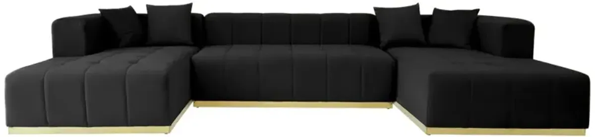 Olivia Black Velvet U-Shape Corner Sofa