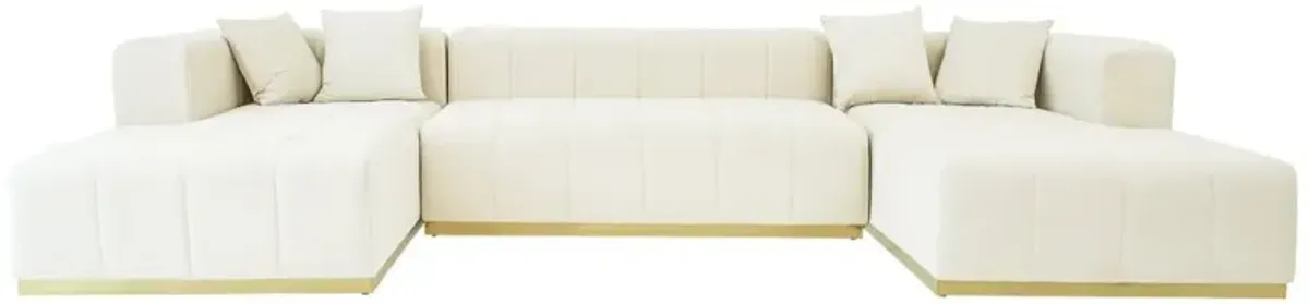 Olivia Cream Velvet U-Shape Corner Sofa