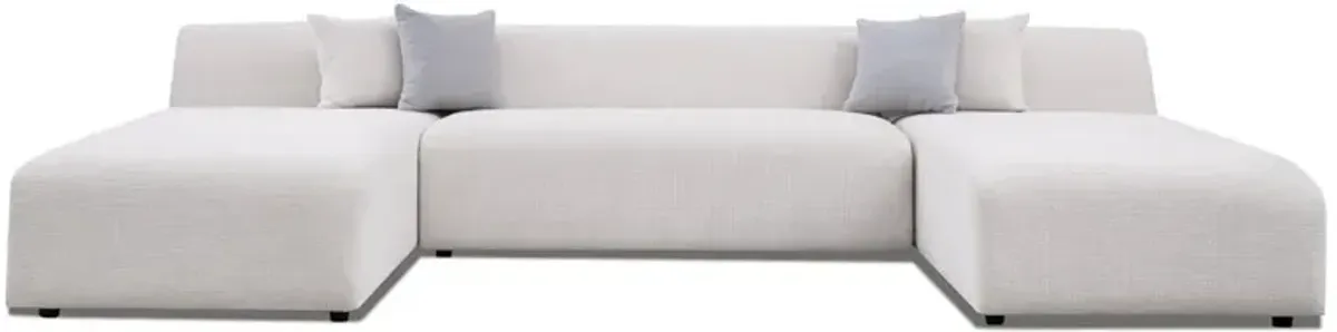 Aura U-Shape Cream Chenille Corner Sofa