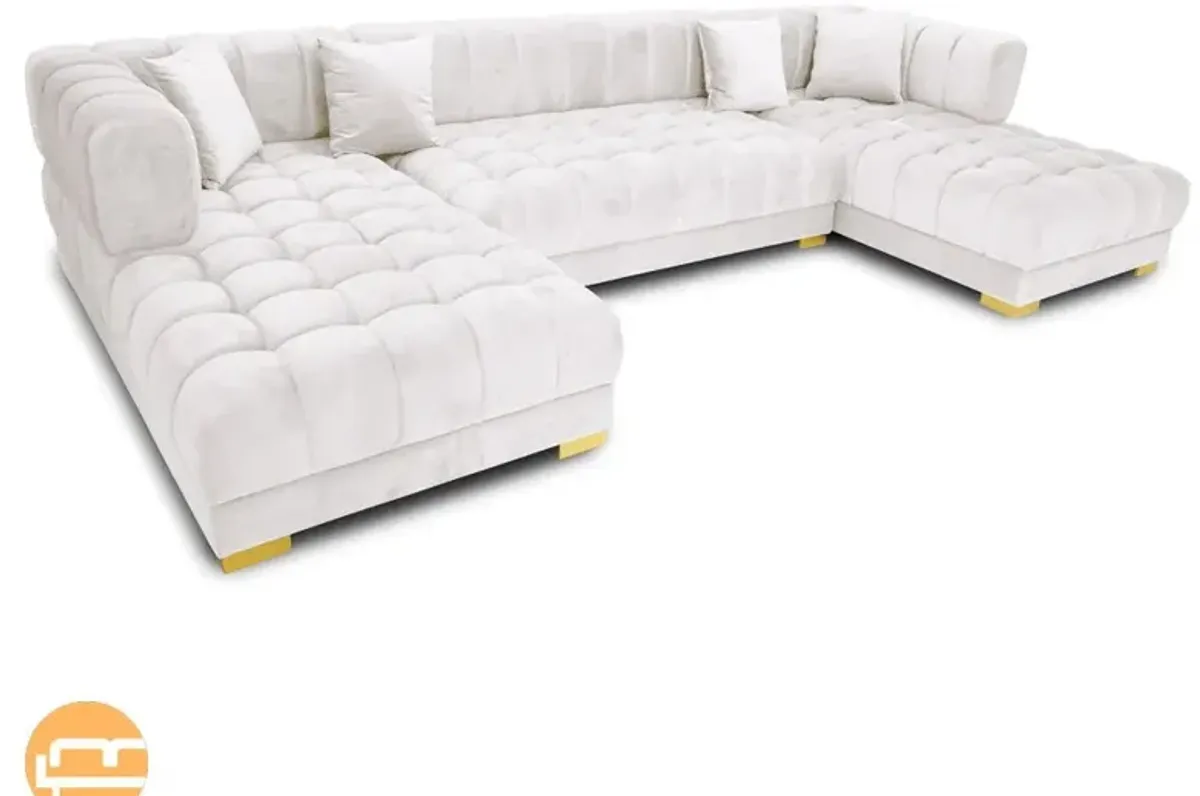 Mayford Ivory Velvet U-Shape Corner Sofa