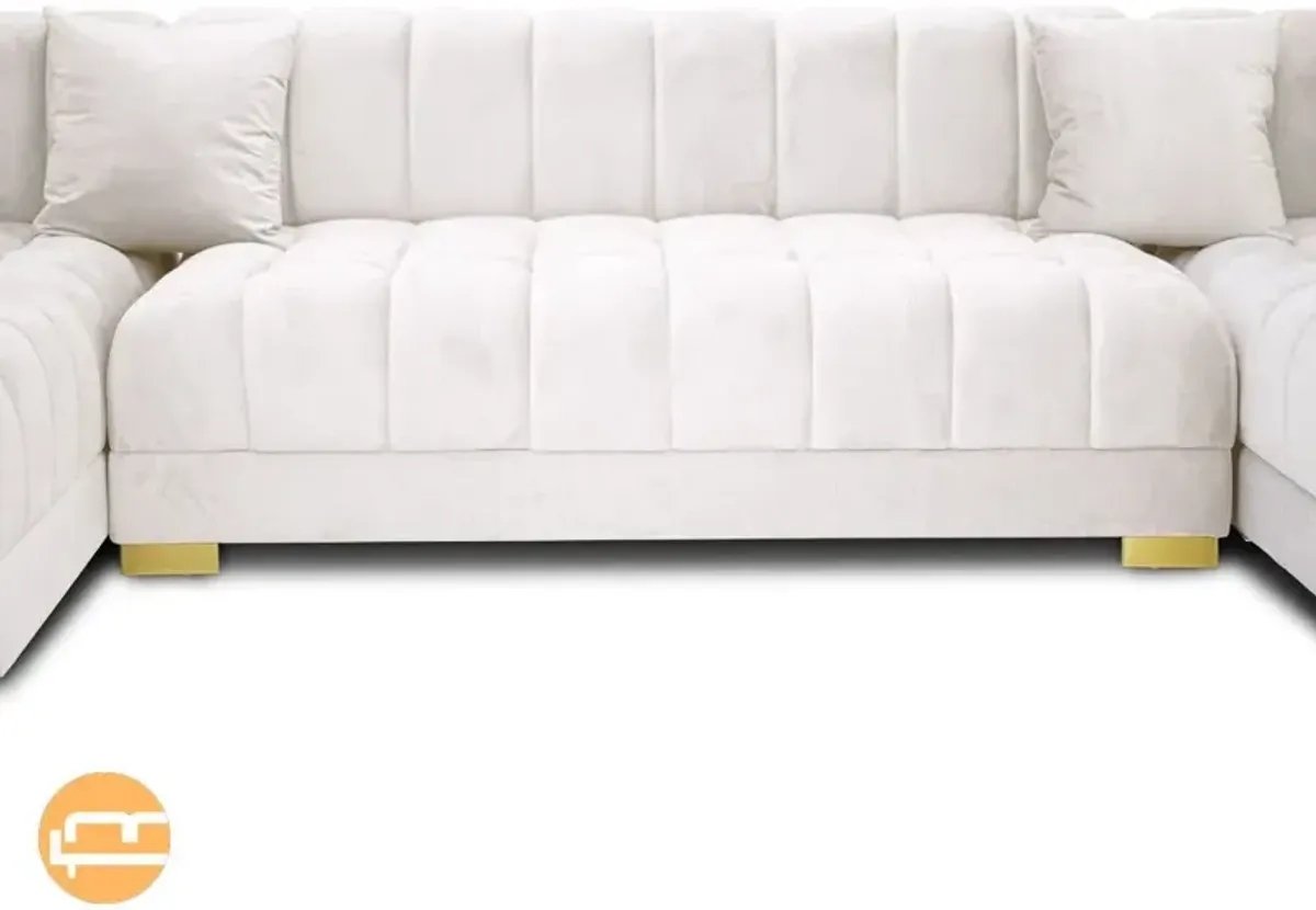 Mayford Ivory Velvet U-Shape Corner Sofa