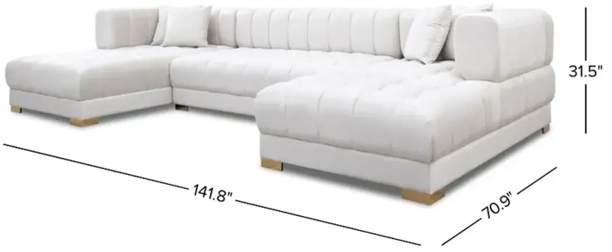 Mayford Ivory Velvet U-Shape Corner Sofa