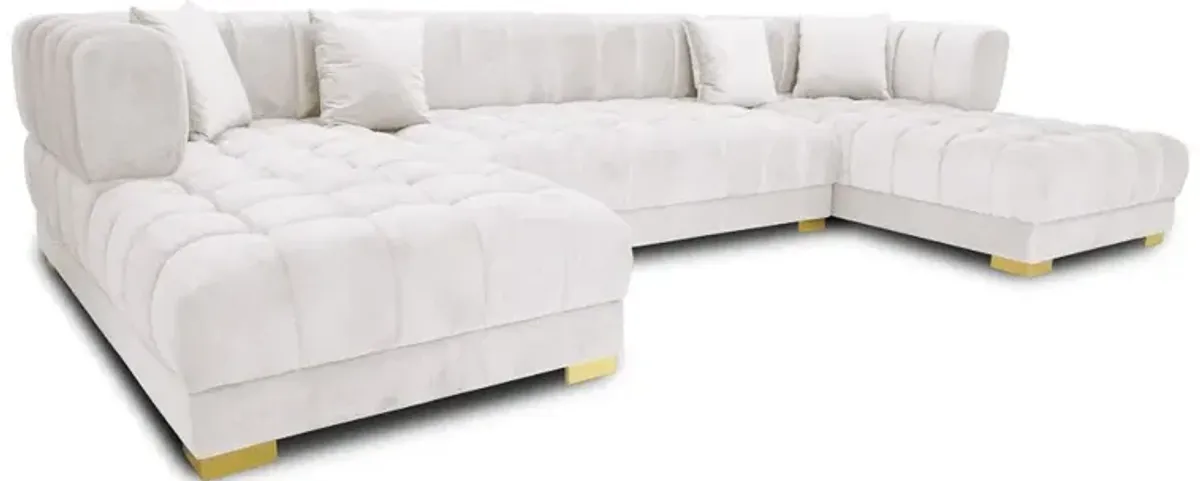 Mayford Ivory Velvet U-Shape Corner Sofa