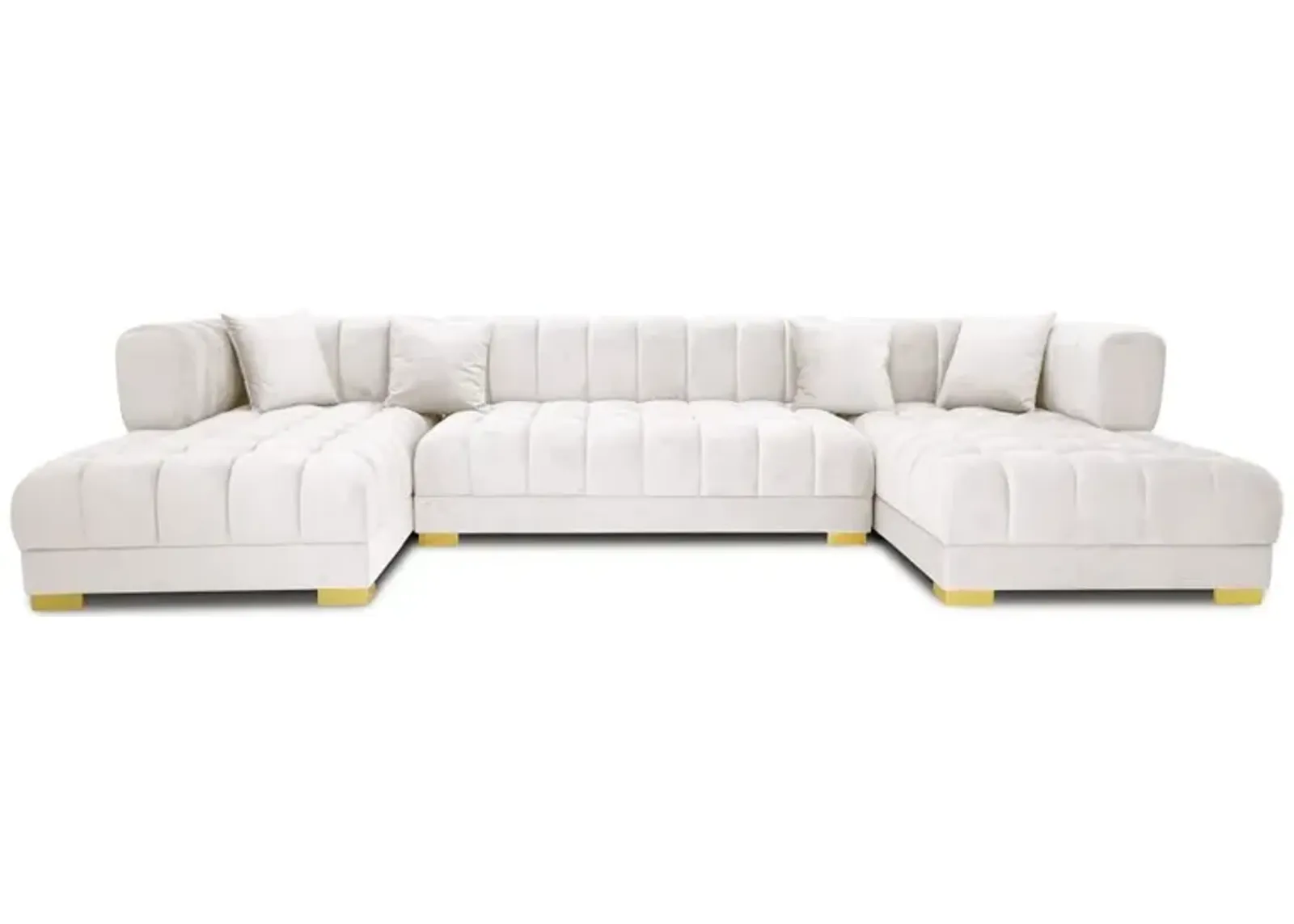 Mayford Ivory Velvet U-Shape Corner Sofa