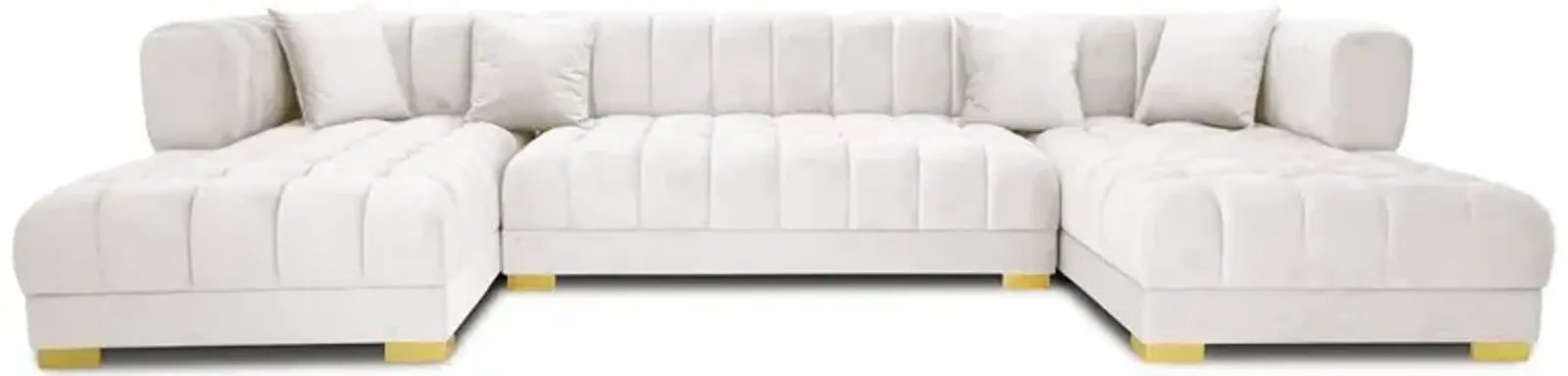 Mayford Ivory Velvet U-Shape Corner Sofa