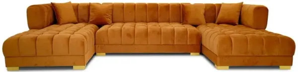 Mayford Cognac Velvet U-Shape Corner Sofa