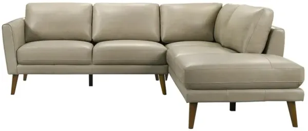 Bexley Beige Leather Sectional Sofa Right Facing Chaise