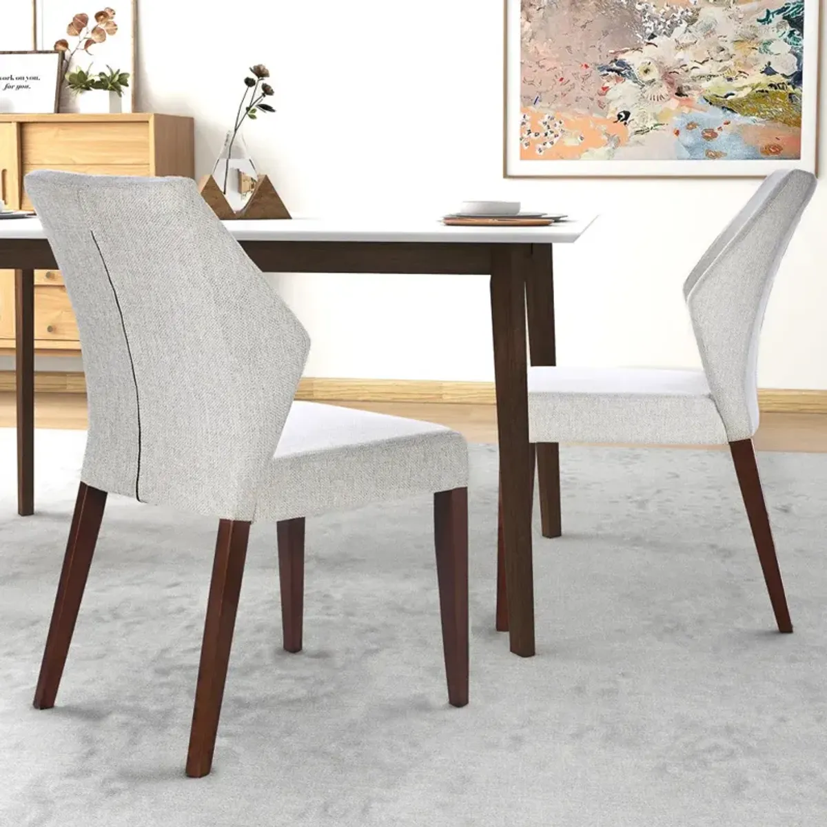 Lowe Light Grey Fabric Dining Chair Set Of 2