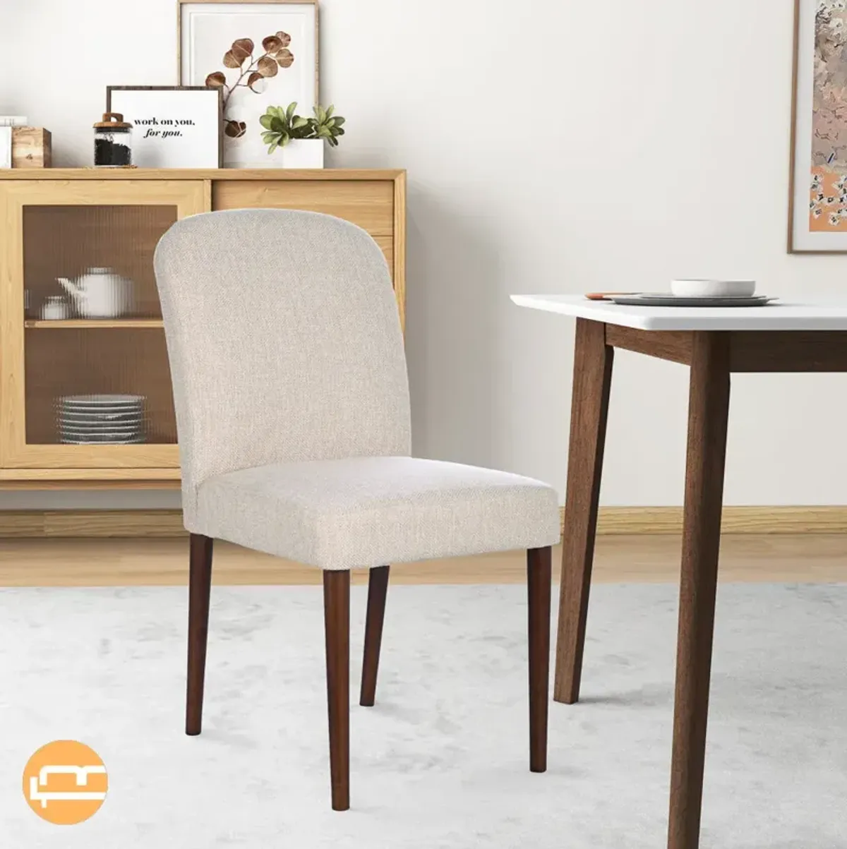 Coup Beige Fabric Dining Chair Set of 2