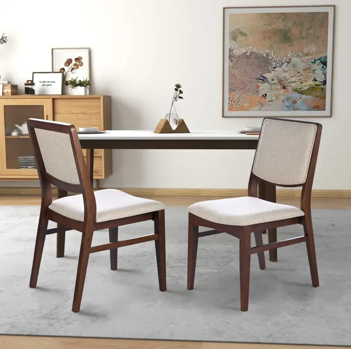 Sidera Beige Fabric Dining Chair set of 2