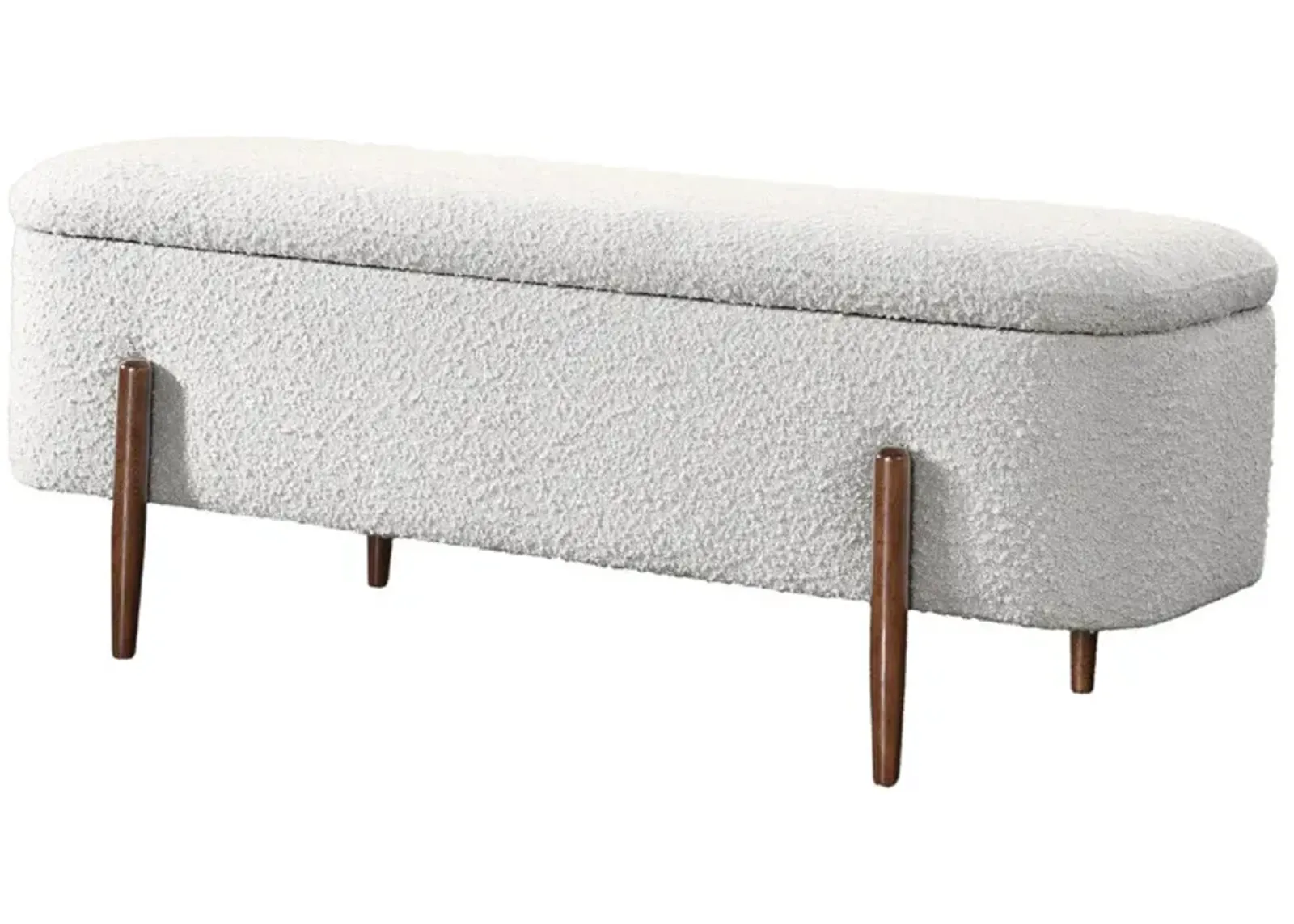 Sasha Ivory Boucle Storage Bench