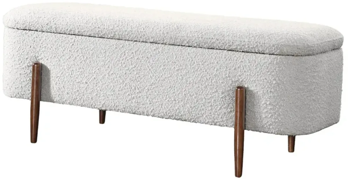 Sasha Ivory Boucle Storage Bench