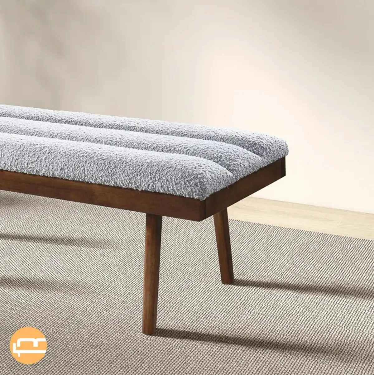 Serge Light Grey Boucle Bench