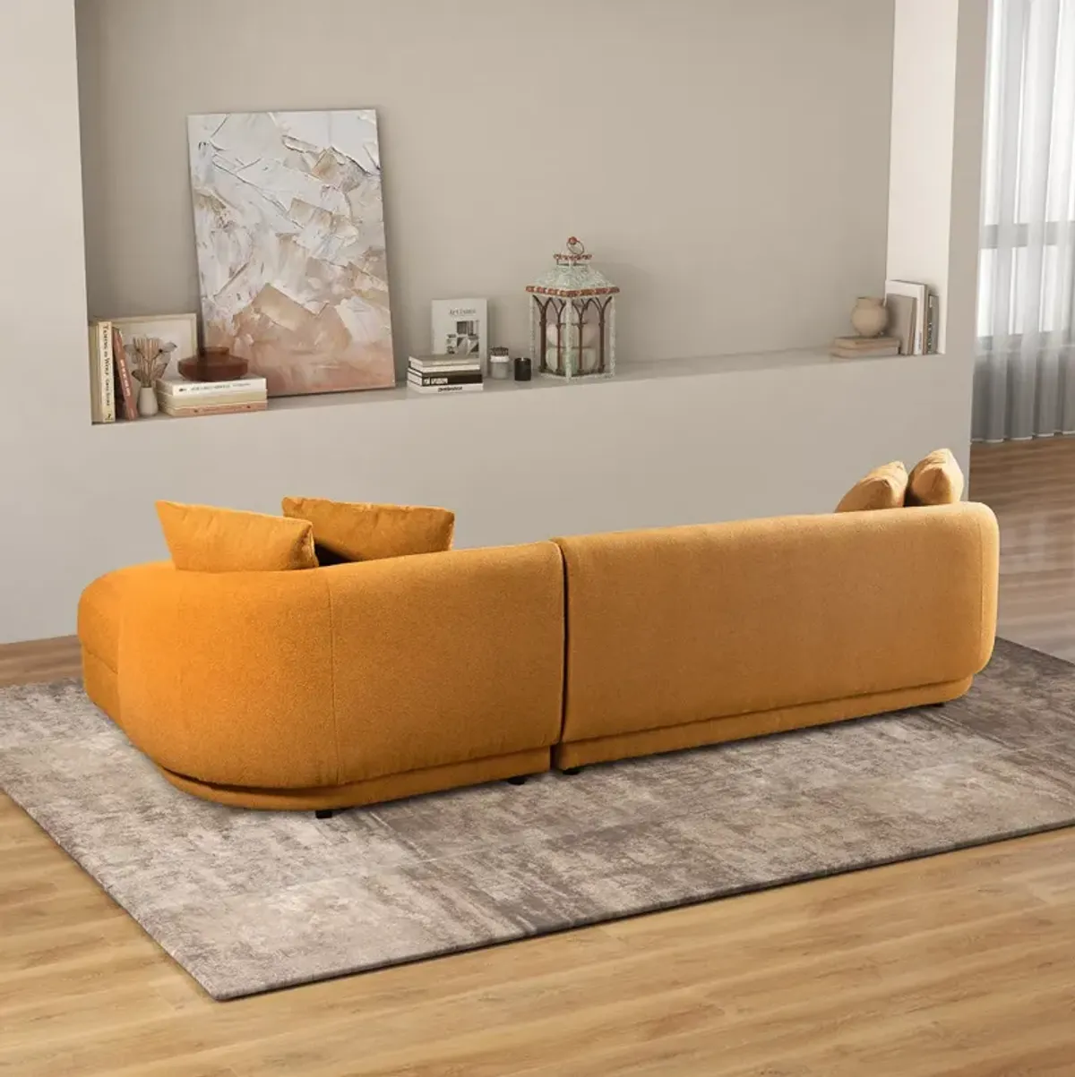 Chesterton Cognac Boucle Right Sectional Sofa