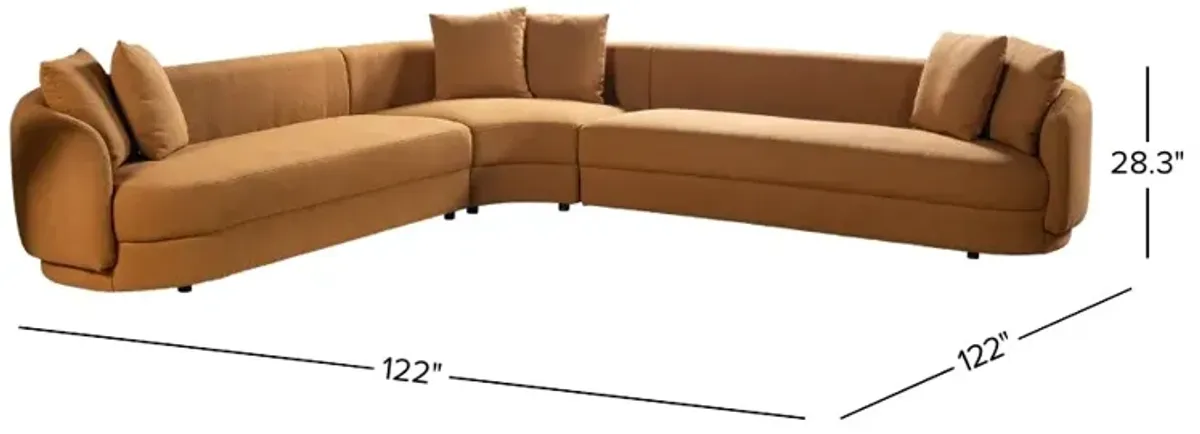 Highland Cognac Boucle Corner Sofa