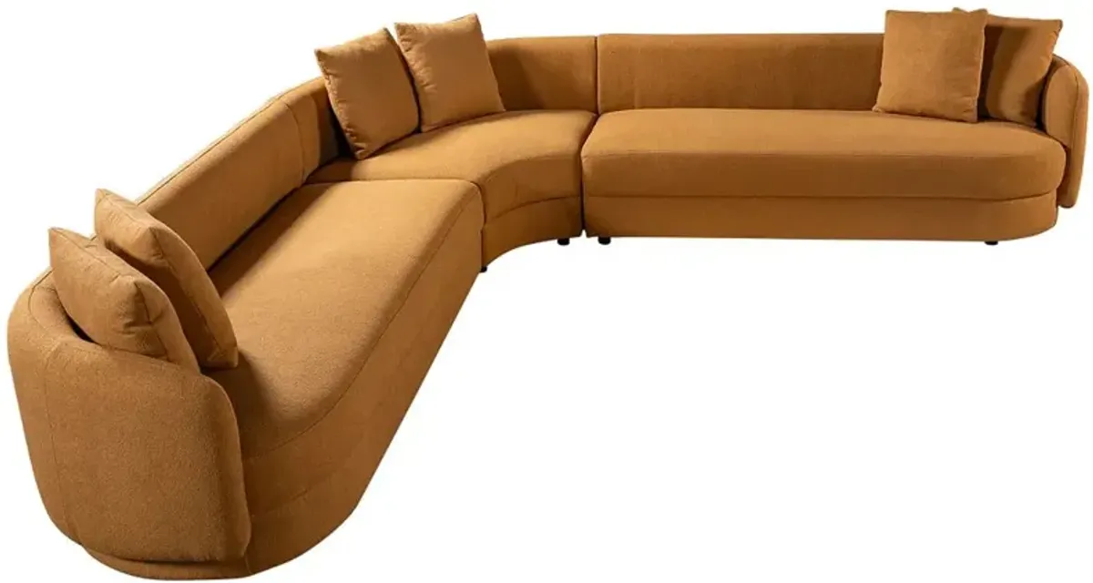 Highland Cognac Boucle Corner Sofa