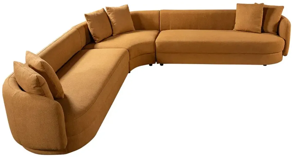 Highland Cognac Boucle Corner Sofa