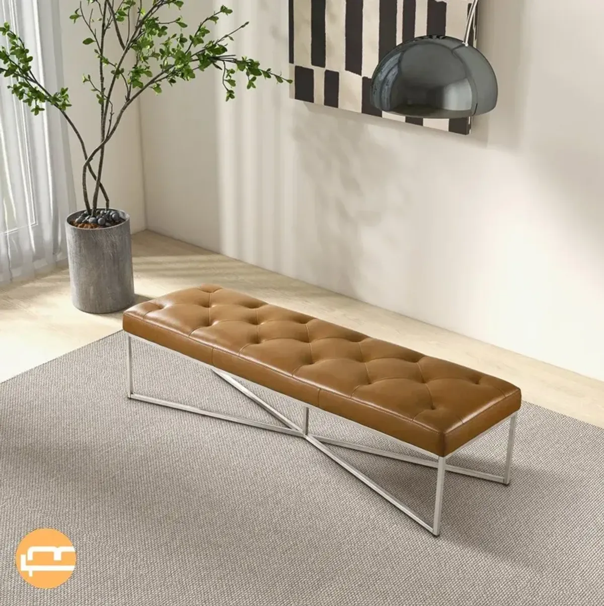 Salado Tan Leather Bench