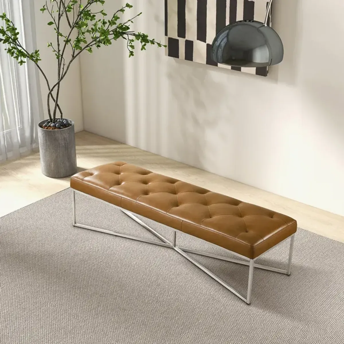 Salado Tan Leather Bench