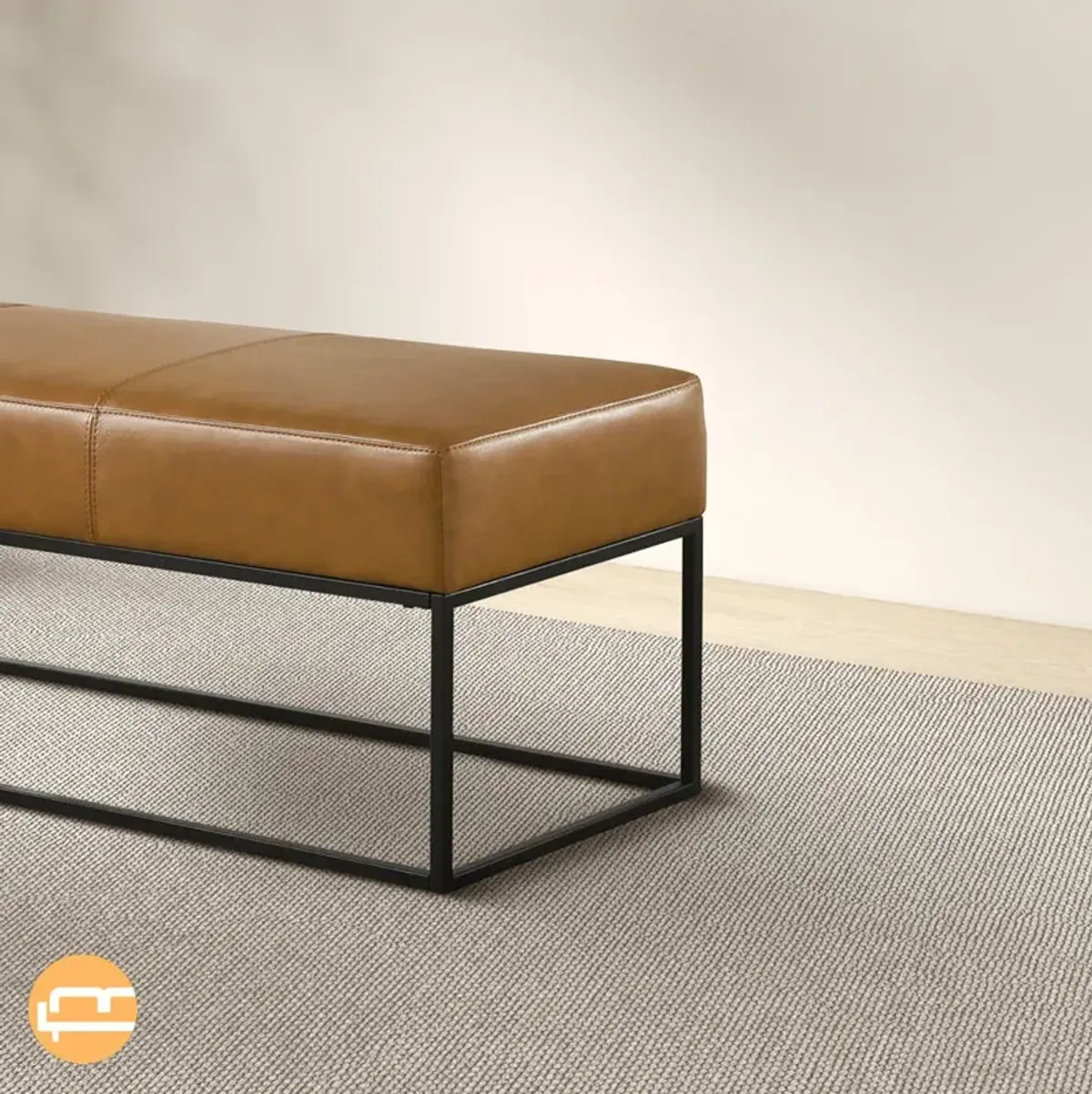 Palacios Tan Leather Bench