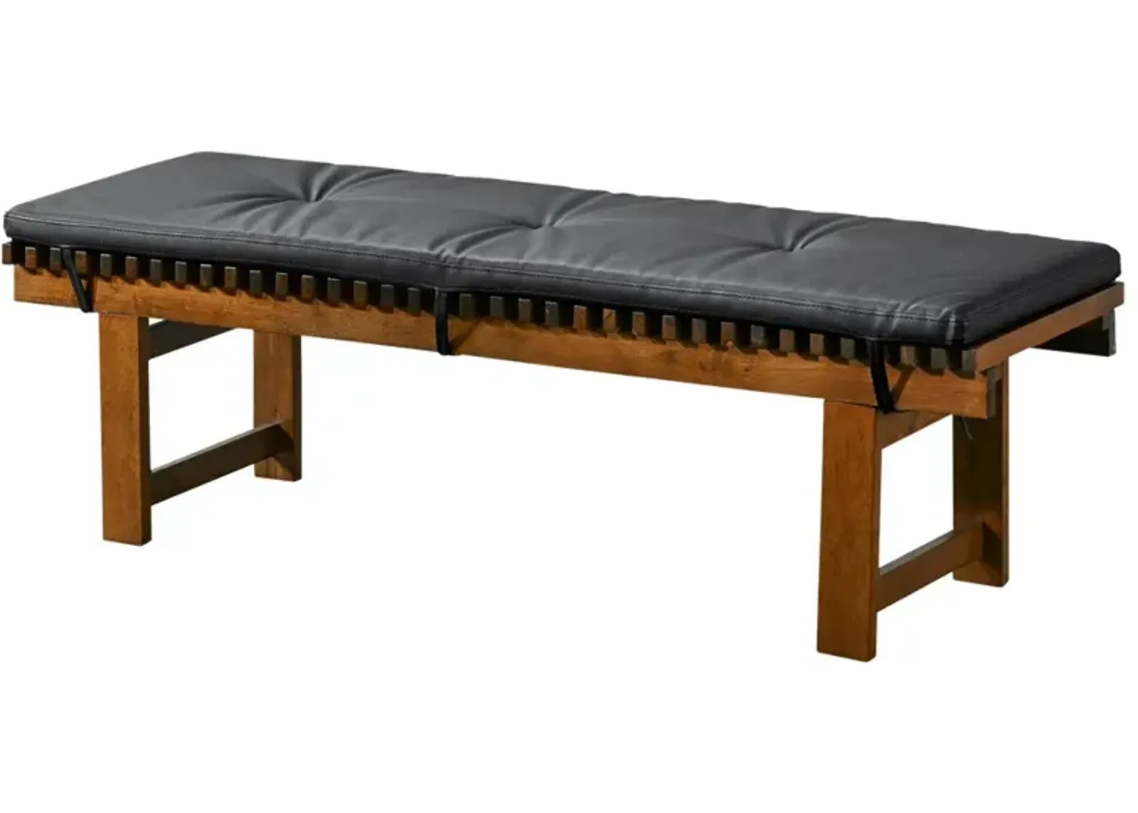 Evans Black Leather Bench