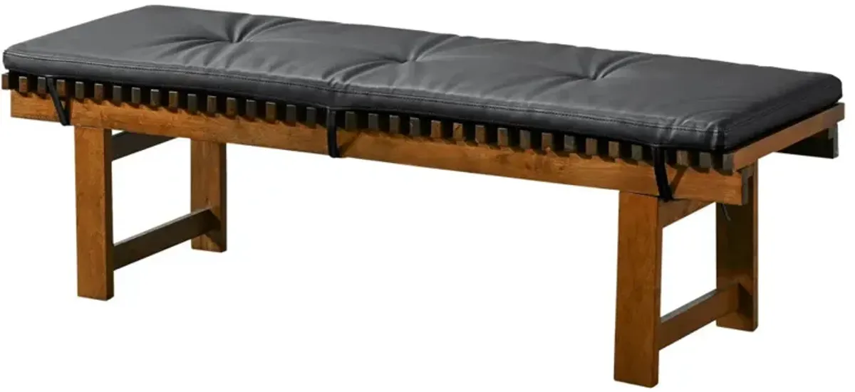 Evans Black Leather Bench