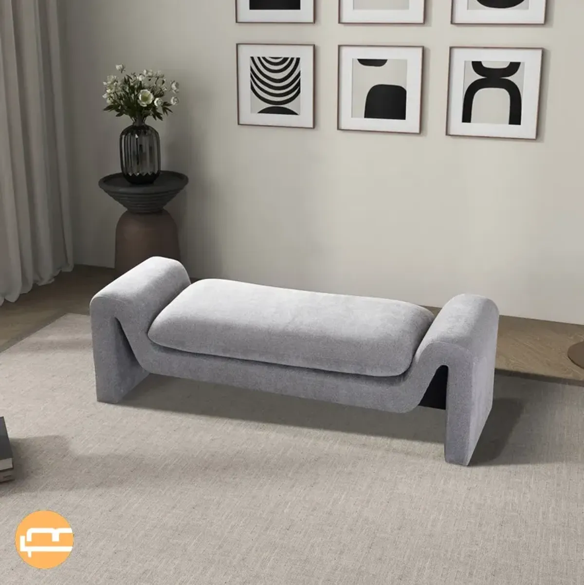 Sorin Grey Boucle Bench