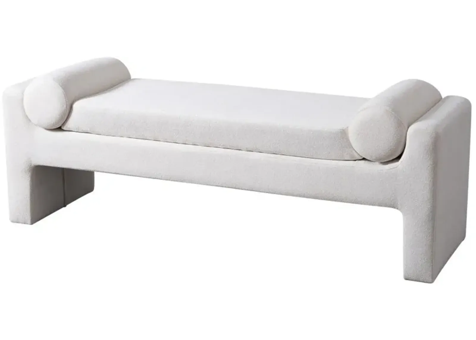 Orion White Boucle Bench