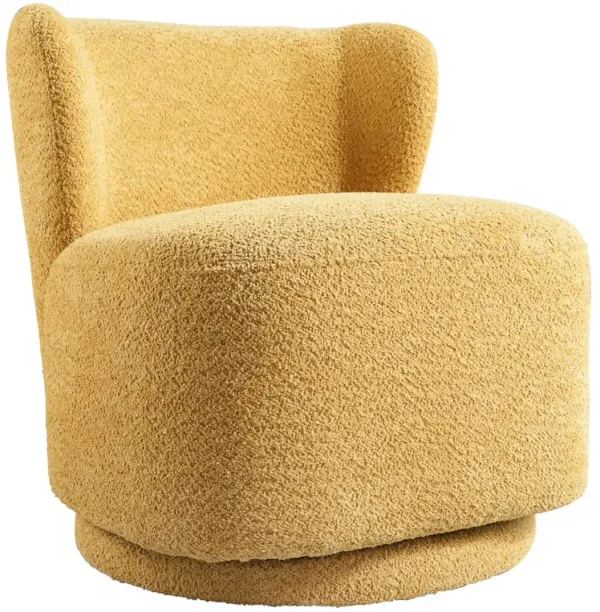 Meridian Yellow Boucle Swivel Barrel Chair