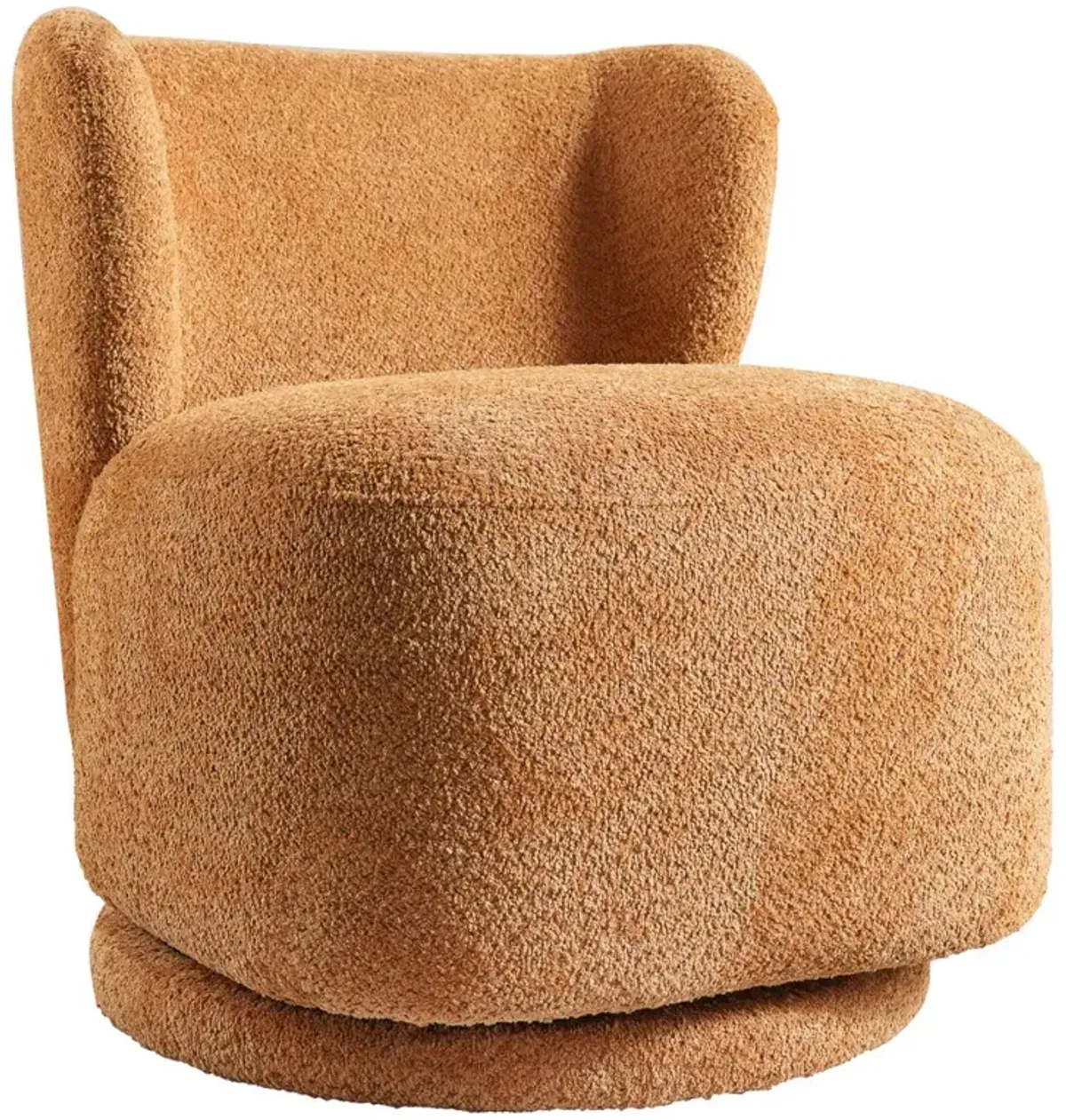 Meridian Orange Boucle Swivel Barrel Chair