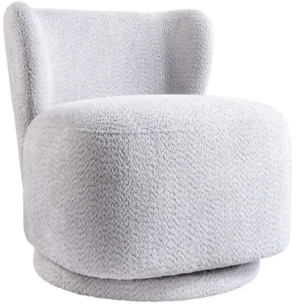 Meridian Grey Boucle Swivel Barrel Chair
