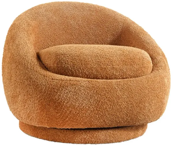 Crockett Orange Boucle Swivel Barrel Chair