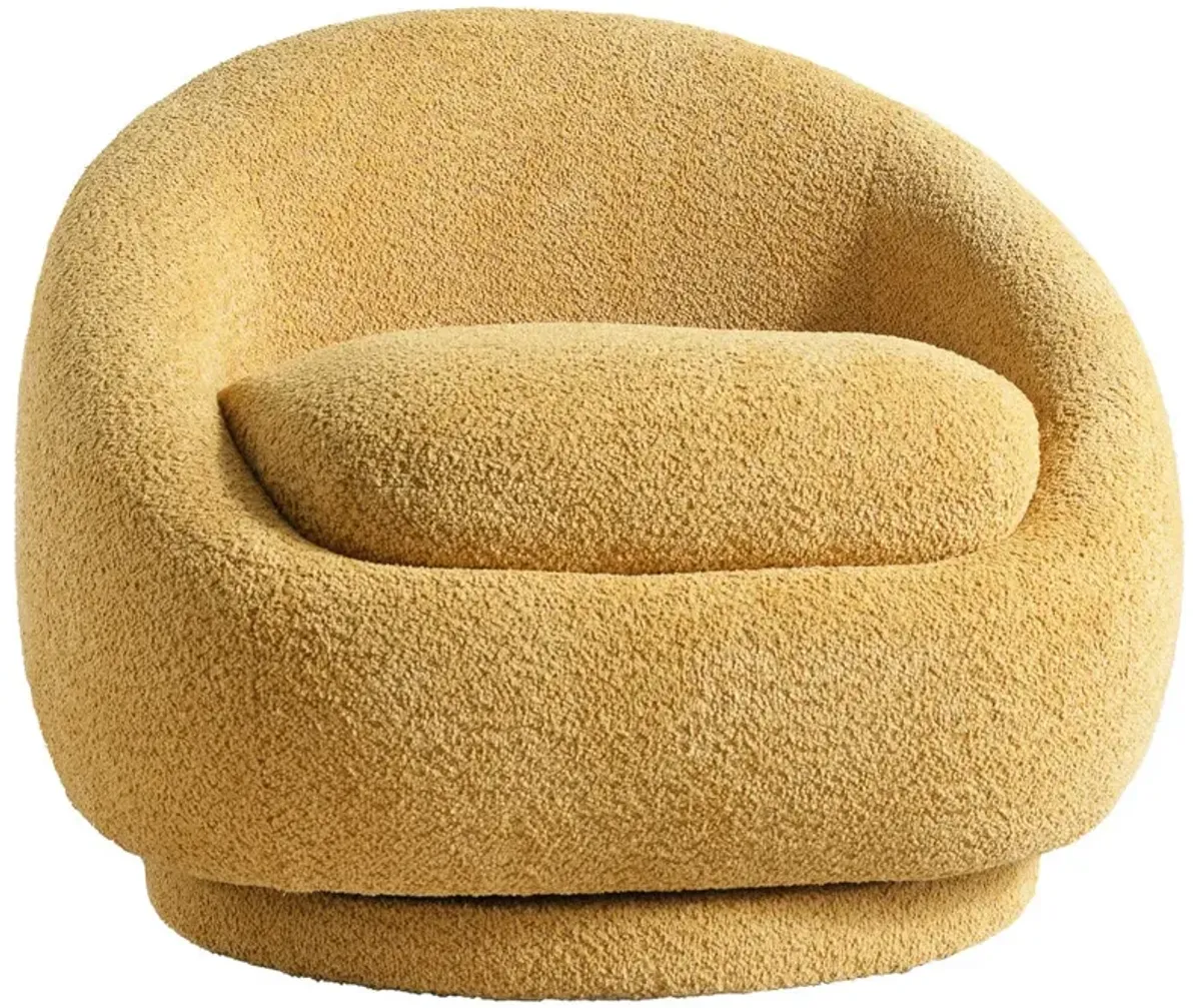 Crockett Yellow Boucle Swivel Barrel Chair