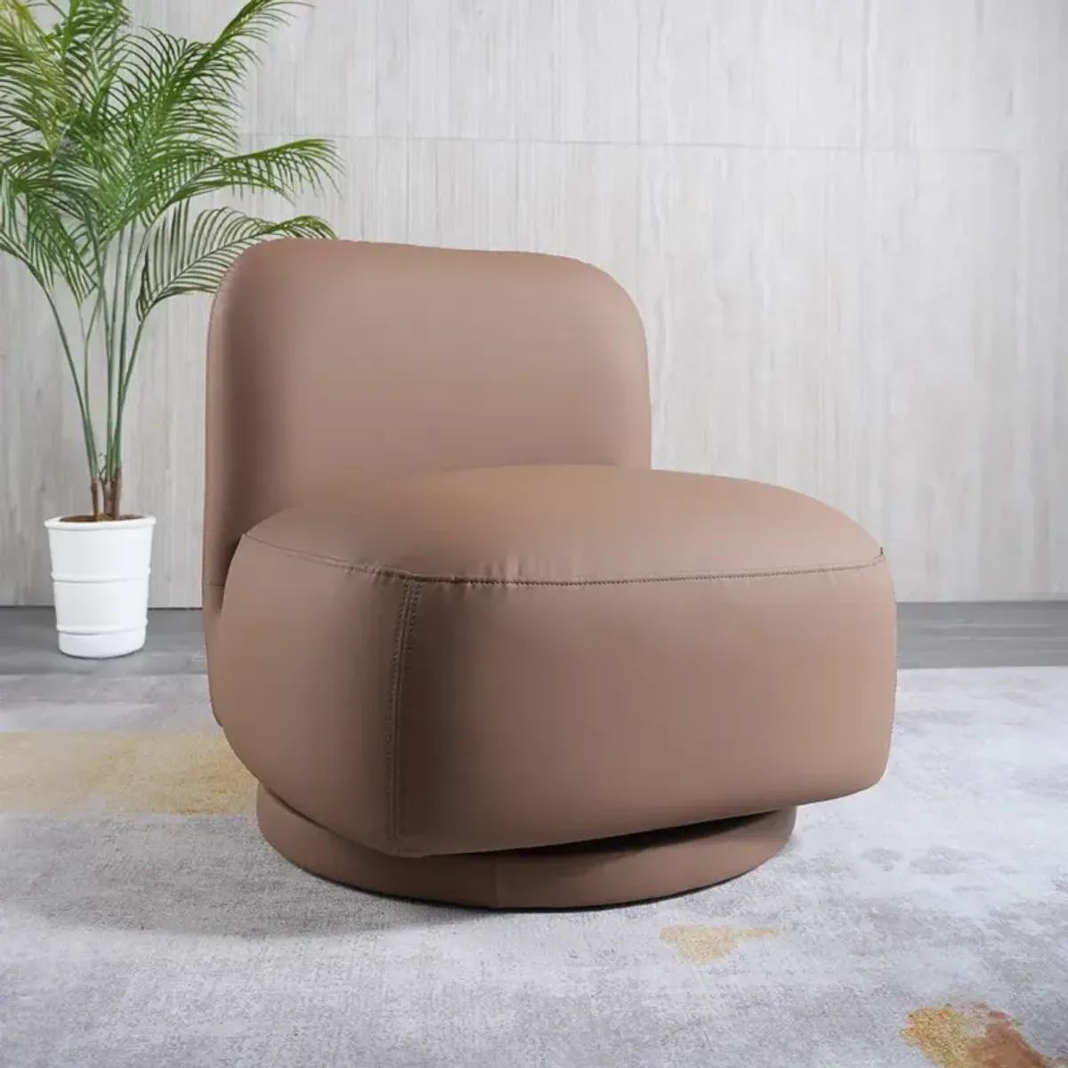 Groveton Brown PU Leather Swivel Chair