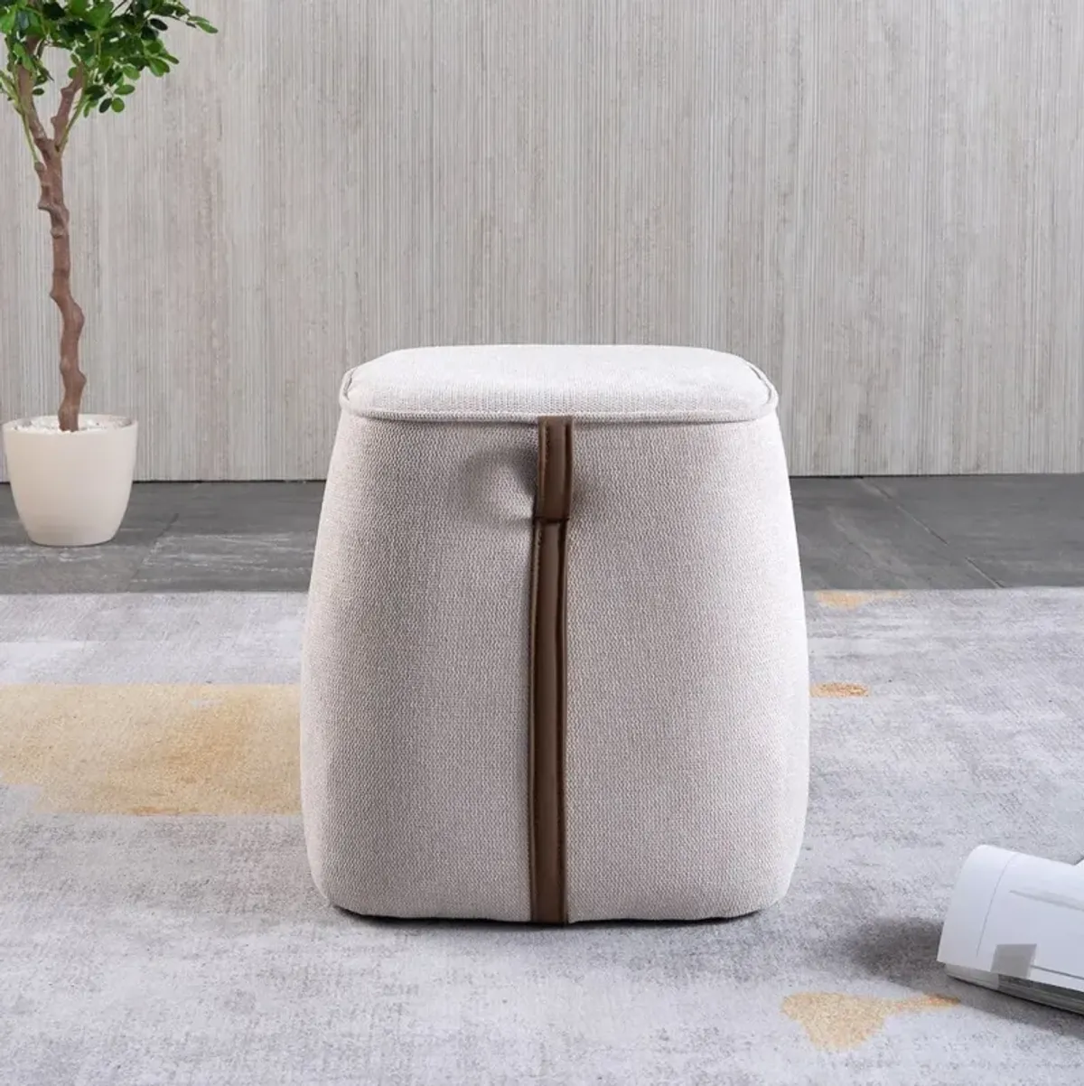 Brady Cream Fabric Stool